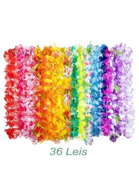 Joyin Toy 36 Counts Hawaiian Leis Bulk Tropical Flower Lei Assorted Color